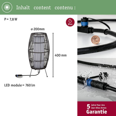 Paulmann 94319 Plug & Shine LED Aussenleuchte Classic Light Basket 24V IP44 40*20cm Aussenleuchten A