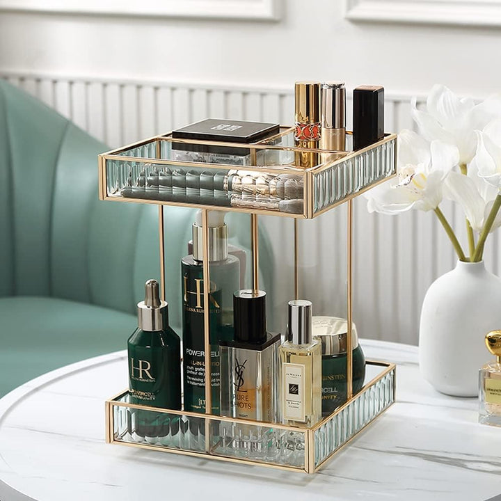 SLHEQING 360° drehbarer Kosmetik organizer, Grosse Kapazität Beauty Organizer, Glas Make Up Organize