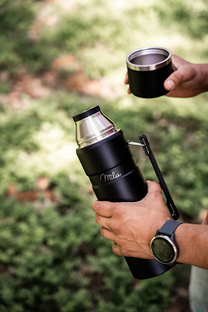 Milu Thermoskanne 1L - Thermosflasche mit Griff - Isolierflasche - Isolierte Edelstahl Trinkflasche,