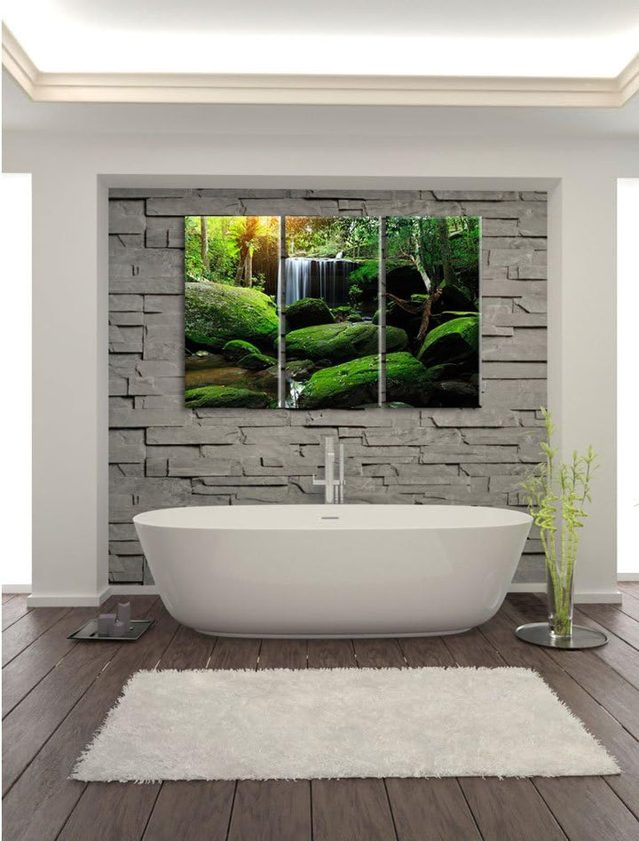 Pixxprint Regenwald in Thailand als Leinwandbild - Grösse: 3-Teilig (120x80cm) - Wandbild - Kunstdru