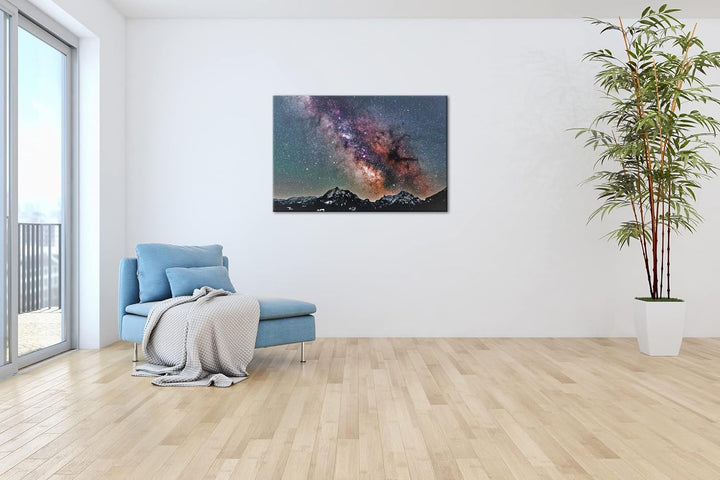 Hoch über den Bergen Format:90x60 cm als Leinwandbild, Motiv fertig gerahmt auf Echtholzrahmen, Hoch