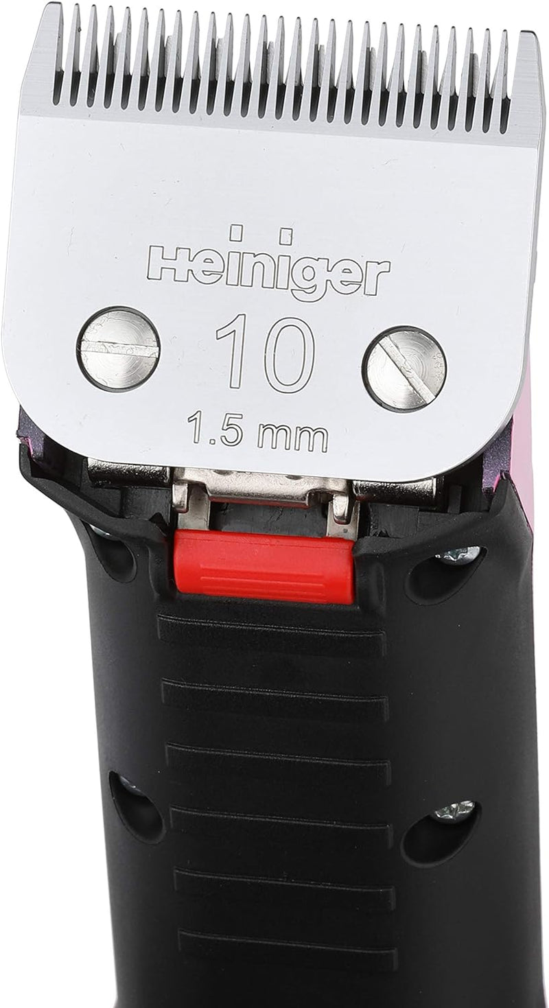 Heiniger Haarschneidemaschine Saphir Pink SS Draht mit Kopf Nr. 10, Zwei Akkus