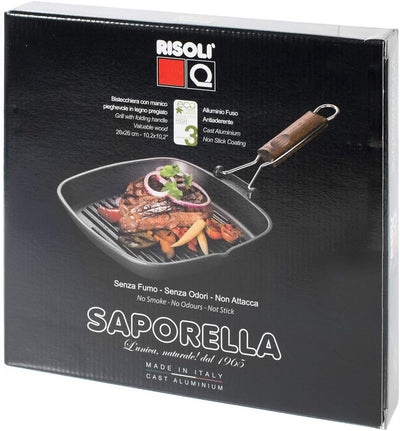 Risoli saporella Grillpfanne antihaft, Aluminium, schwarz, 25 x 26 x 5 cm