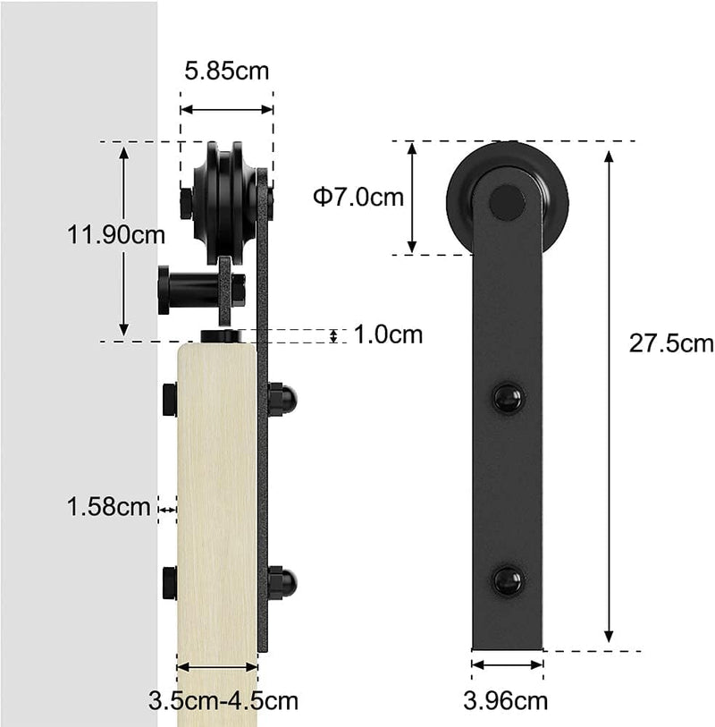 8.2FT/250cm Schiebetürbeschlag Set Hängeschiene Schiebetürsystem Tür Hardware Kit für Innentüren Sch