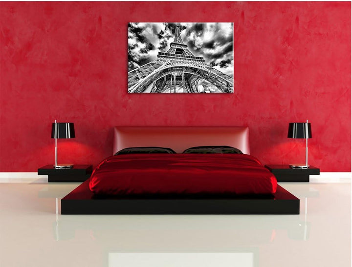 Monocrome, Prächtiger Eifelturm in Paris, Format: 100x70 auf Leinwand, 100x70