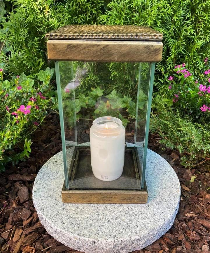 Grablampe Grablicht Grabkerze 24 cm H. ! - Neue Model Grablicht Kerze Grabdekoration Grabschmuck inc