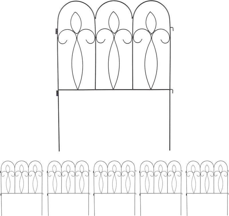 Relaxdays Beetzaun Metall, 6 Zaunelemente mit Verzierungen, HxB: 81 x 63 cm, Garten Beeteinfassung z