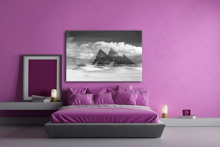 deyoli Die Pyramiden von Gizeh Format: 80x60 Effekt: Schwarz/Weiss als Leinwand, Motiv fertig gerahm