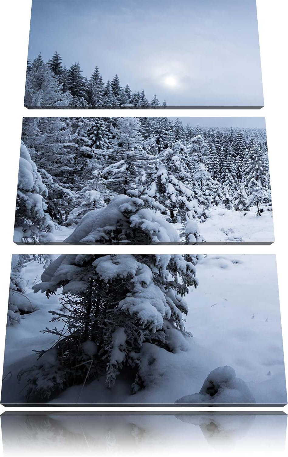 Pixxprint Winterlandschaft vereister See 3-Teiler Leinwandbild 120x80 Bild auf Leinwand