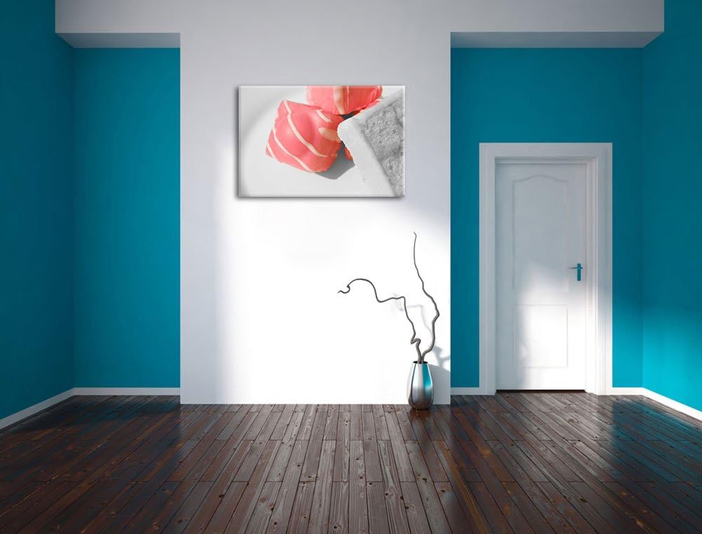 appetitliche Süssigkeiten schwarz/weiss auf Leinwand, XXL riesige Bilder fertig gerahmt mit Keilrahm