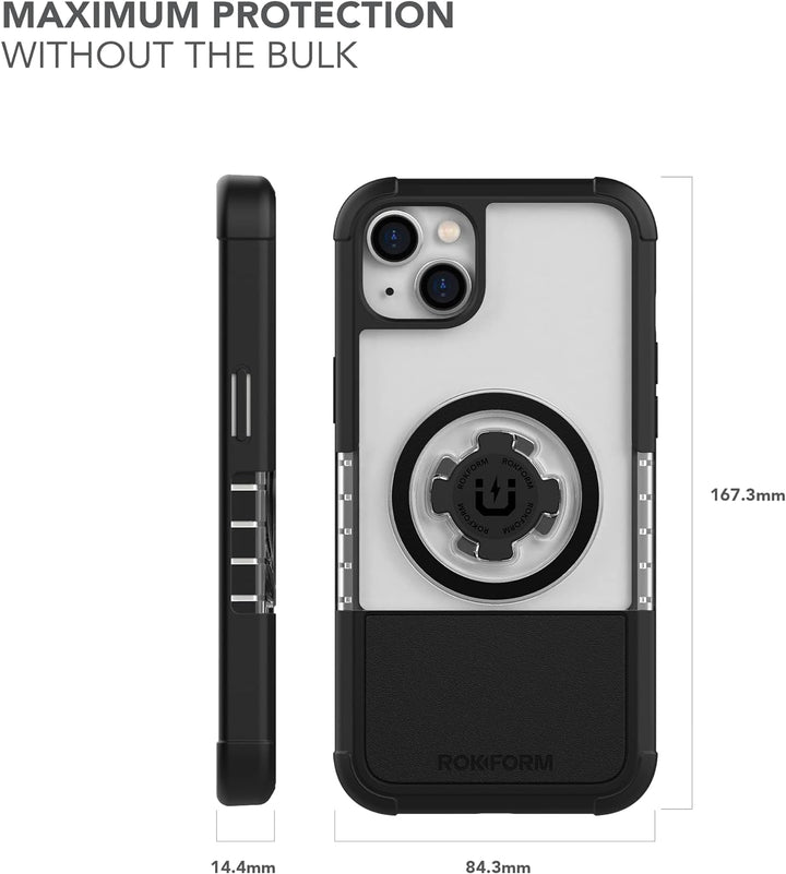 Rokform - iPhone 14 Plus Hülle, Crystal Series, magnetisch + MagSafe kompatibel, klare Apple Hülle,