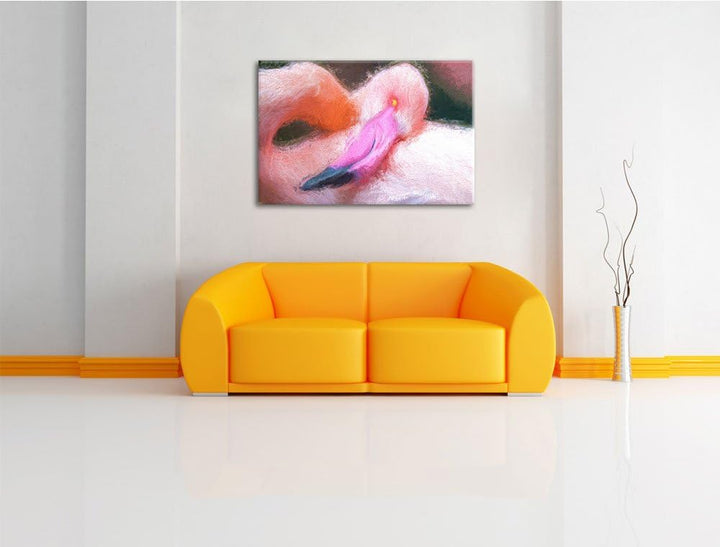 schöner Flamingo Deluxe Format: 100x70 cm auf Leinwand, XXL riesige Bilder fertig gerahmt mit Keilra