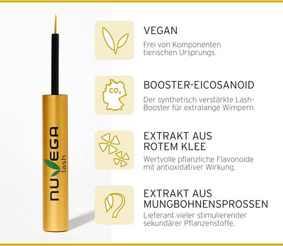 Nuvega Lash Super V – Veganes Wimpern- & Augenbrauenserum I Lange Wimpern in 4-6 Wochen I Lash Serum