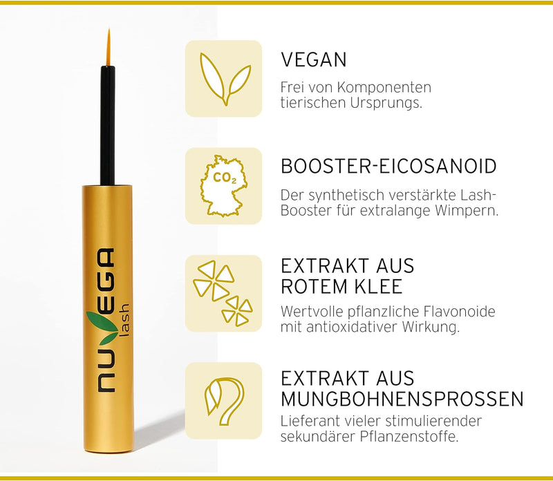 Nuvega Lash Super V – Veganes Wimpern- & Augenbrauenserum I Lange Wimpern in 4-6 Wochen I Lash Serum