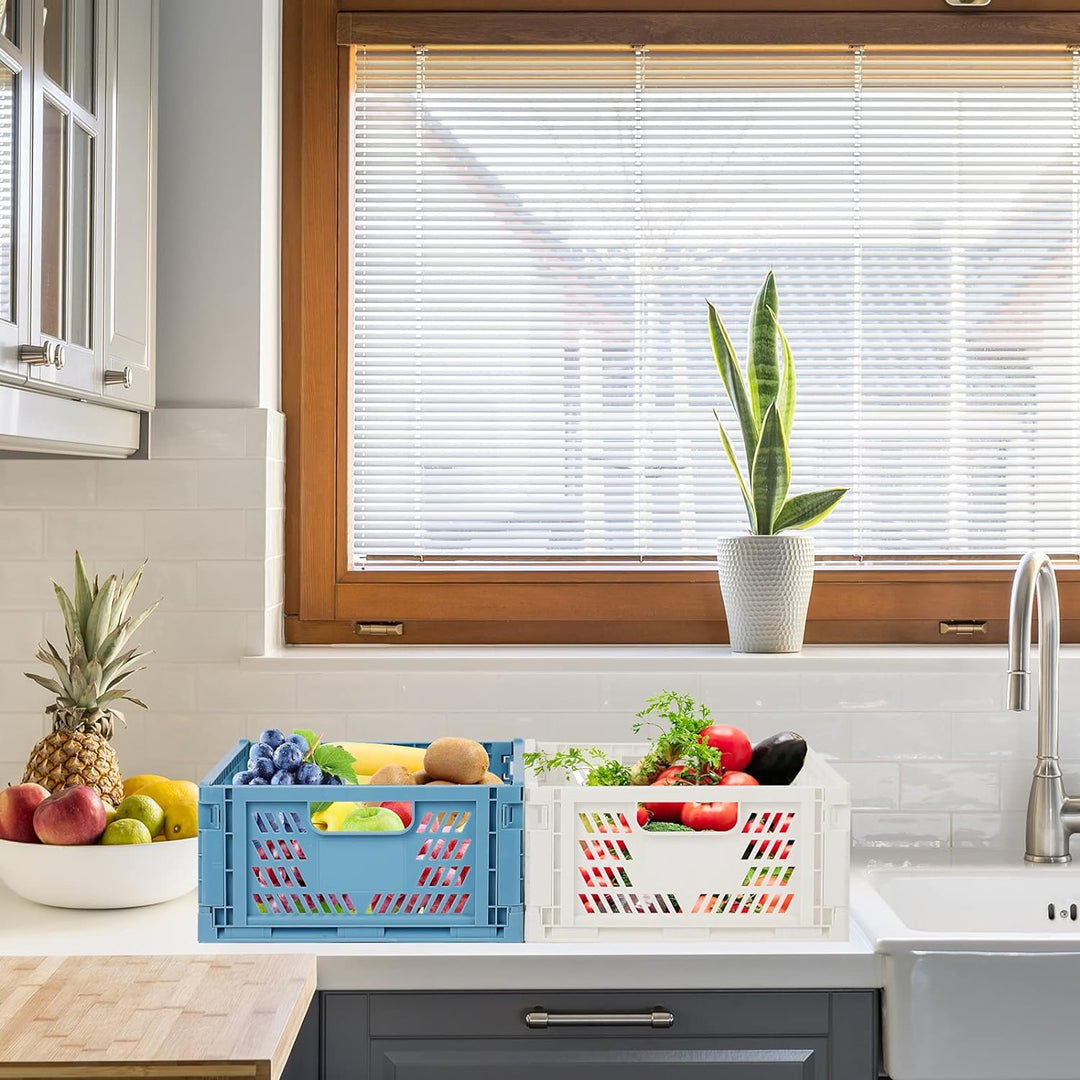 4 Set Plastik Lagerkisten Regal Körbe Faltbar Aufbewahrungsboxen Aufbewahrungskorb Küche Schubladene