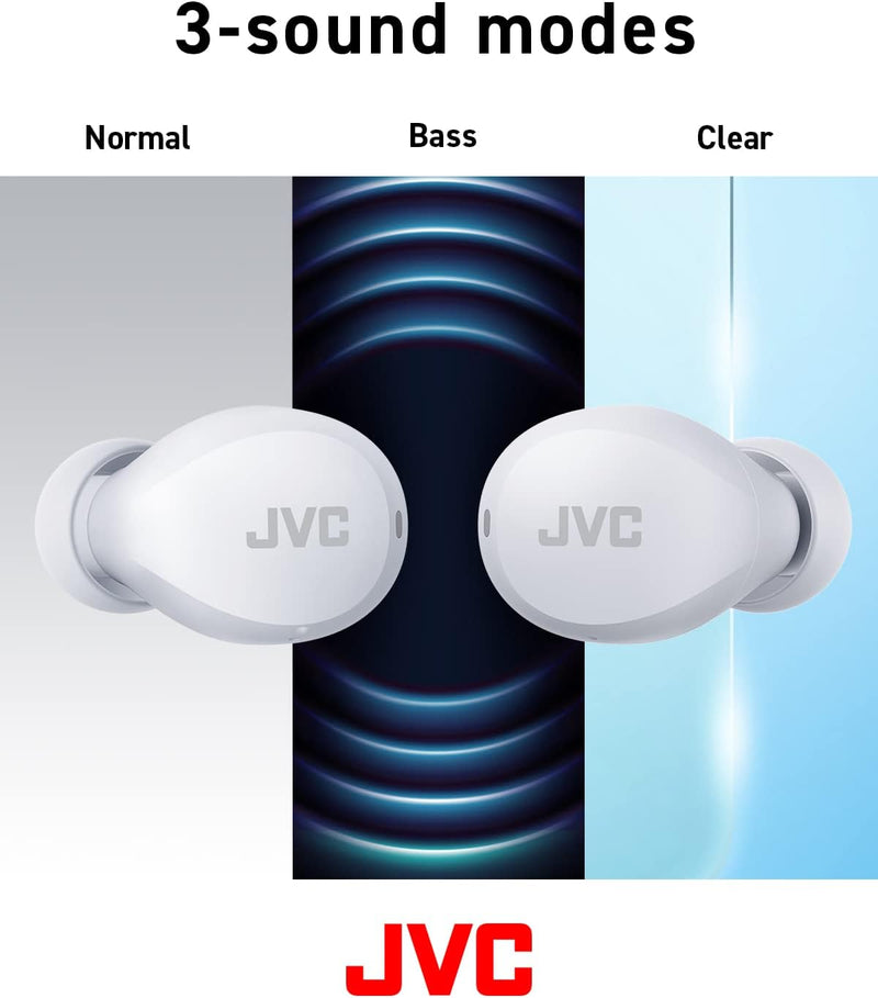JVC HA-Z66T-W Gumy Mini Wireless Earbuds, klein, Ultraleicht, 3 Sound Modi (Bass/Clear/Normal), Wass