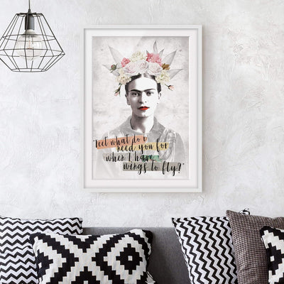 Bild mit Rahmen - Frida Kahlo - Quote - Rahmenfarbe Weiss, 70 x 50 cm 70cm x 50cm Weiss, 70cm x 50cm