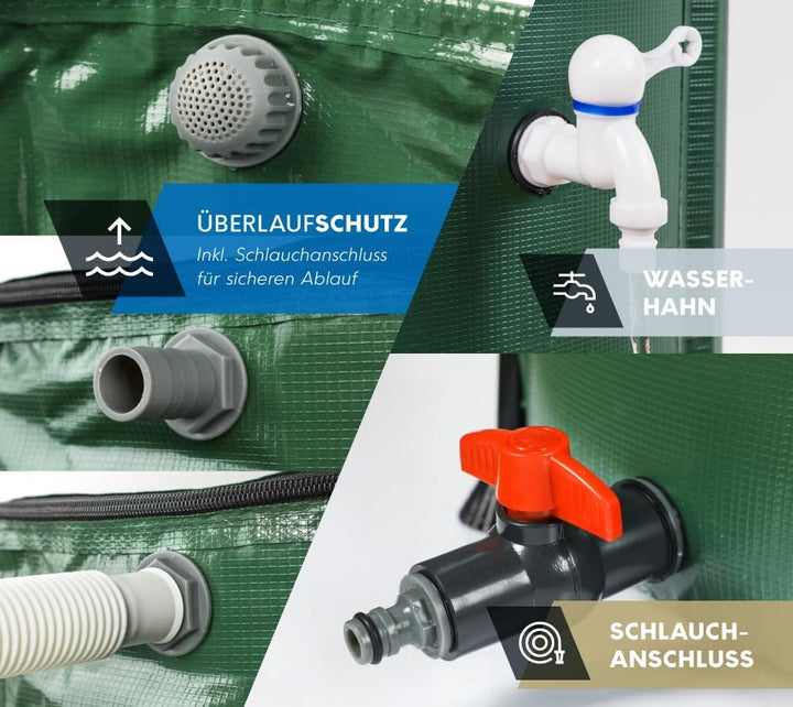WESTMANN Faltbare Regentonne | 1000 Liter Grün | Regenwassertank & Regenfass zum Sammeln von Regenwa