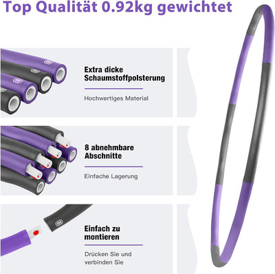 Aoweika Hula Hoop Reifen Erwachsene, 95cm Fitness Hoola Reifen Hoop Geeignet für Anfänger und Profis