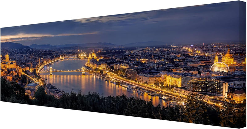 Bilderwelten Leinwandbild - Blick über Budapest - Panorama Quer, 40cm x 120cm, 40cm x 120cm