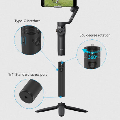 Smatree Tragbar 5000mAh Ladegerät Batteriegriff, Power Stick Kompatibel mit DJI Osmo Mobile 6 (Selfi