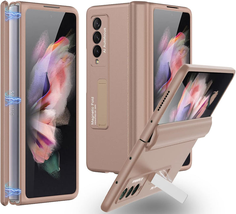 Miimall Kompatibel mit Samsung Galaxy Z Fold 3 Hülle, [Magnetischer Scharnierschutz] Hartes PC Handy