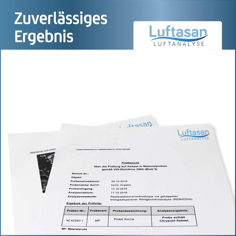 Luftasan Asbest Test Maxi – professionelle Asbest-Analyse Einer Staubprobe oder Materialprobe – gemä