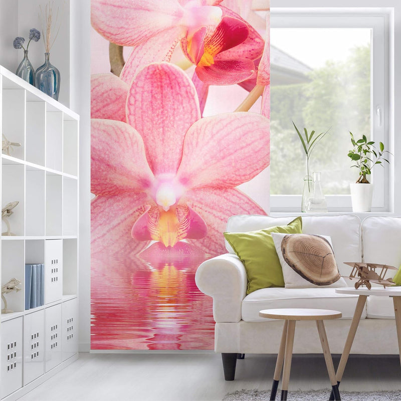 Bilderwelten Raumteiler Rosa Orchideen auf Wasser 250x120cm inkl. transparenter Halterung, inkl. tra