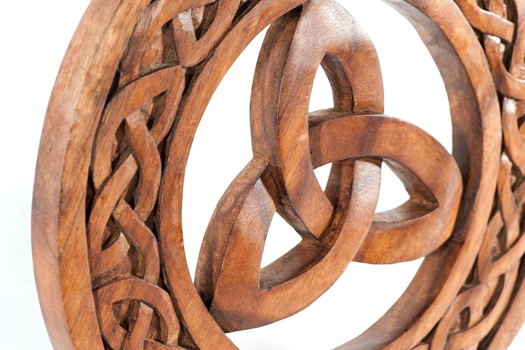 Windalf Celtic Holzbild RIGANI Ø 30 cm Triade Keltsche Hochzeit Wandkunst Handarbeit aus Holz