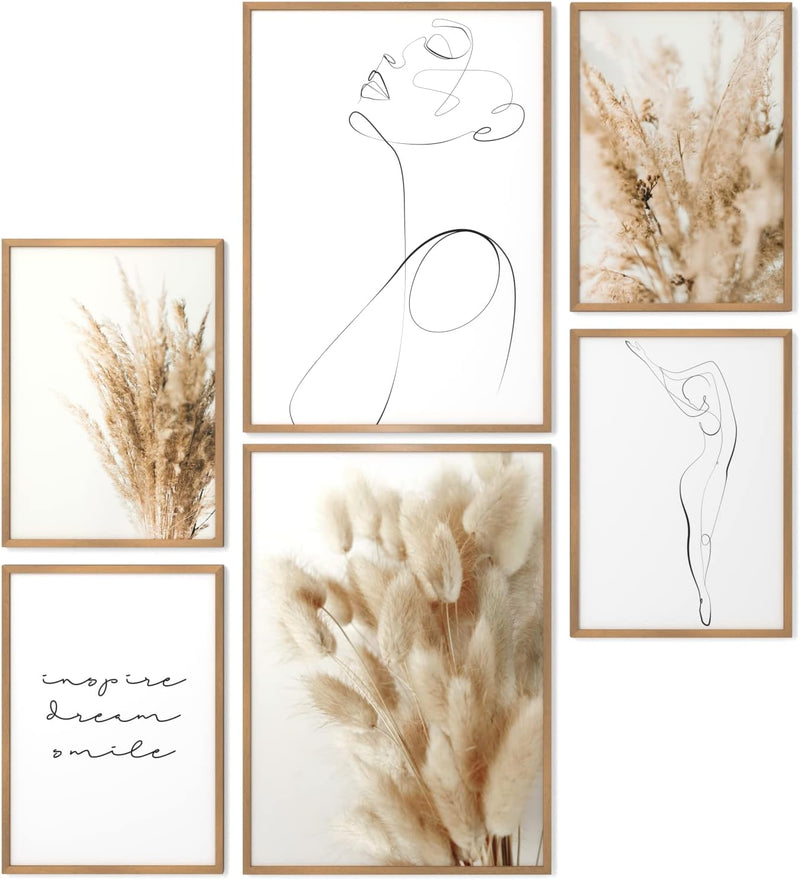 Papierschmiede® Mood Poster Set Pampas Woman, Bilder Set mit Rahmen (Farbe wählbar) Wohnzimmer Deko