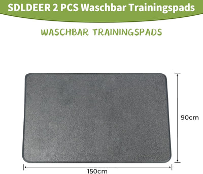 Waschbar Trainingspads für Hunde, 2 Stück 90cm x 150cm Wiederverwendbare Hundetrainingspads, Rutschf