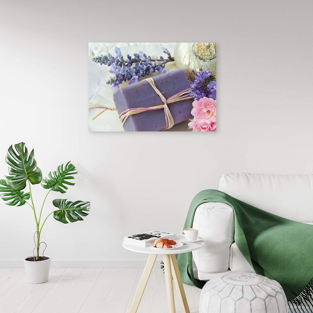 Feeby Wanddeko Lavendel Bild Kunstdruck modern Blumen Violett 80x60 cm Deko Paneel 80x60 cm Violett_