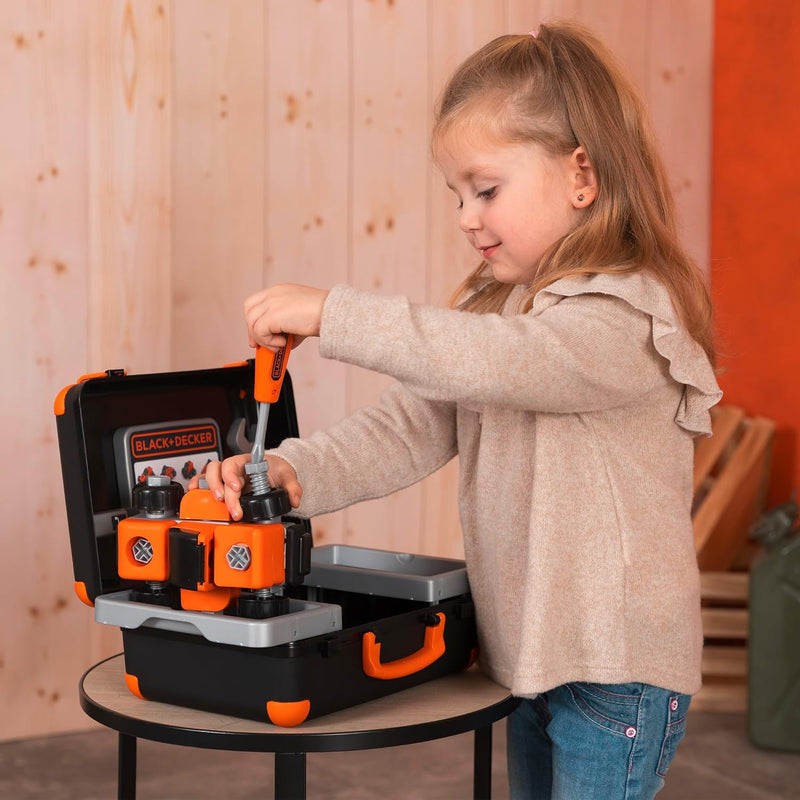 Smoby - Black+Decker Werkzeugkoffer für Kinder ab 3 Jahre - ausklappbarer Spielzeug-Koffer (35,5x28,