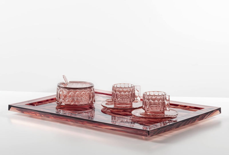 Kartell Tablett, Rosa transparent, 55 x 38 x 3 cm Grande Rosa, Grande Rosa