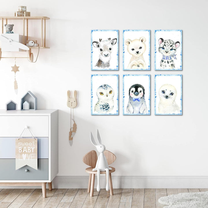 Novart Wandbilder Set - KOMPLETT AUFHÄNGFERTIG - Made in Germany - Moderne Bilder Tiere Kinderzimmer