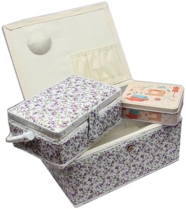 Ackermann Nähkorb-Set mit Tragegriff (1x gross und 1x mittel) + 1x kleine Accessoires-Box aus Metall