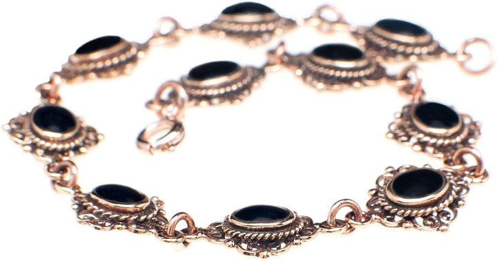 Windalf Mittelalter-Armkette MÉDIÉVALE 19 cm Schwarzer Onyx Armband Edle Bronze