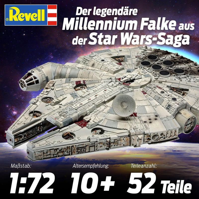 Revell 6718 Star Wars Han Solo 06718 Millenium Falcon Science Fiction Bausatz, 1:72 Scale