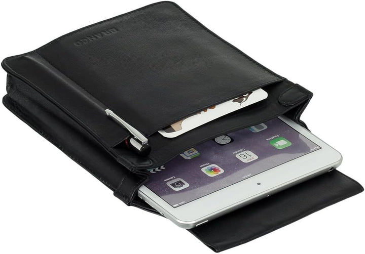 Ledershop24 Profi Leder Tablet-Kellnertasche passend für iPad mini bis 8 Zoll wahlweise mit Reissver