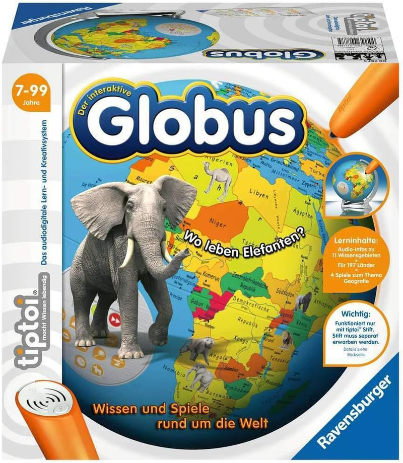 Ravensburger tiptoi 00787 - 3D Puzzle: Interaktiver Globus 17 Interaktiver Globus Single, Interaktiv