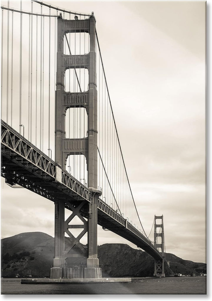 Pixxprint Glasbild | Wandbild aus Echtglas | Blick auf Brücke in San Francisco | 60x80 cm | inkl. Au