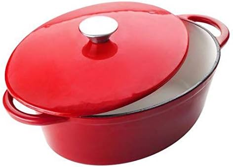 IBILI 726027R Kasserolle oval mit Deckel 27x21x10 cm in rot, Gusseisen, 21 cm, 2-Einheiten Oval 3,3