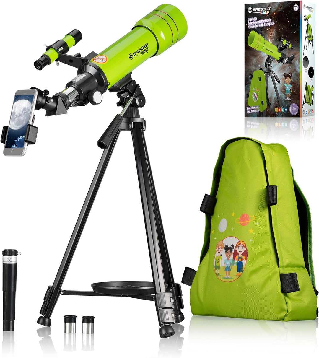 Bresser Junior Kinder-Teleskop Einsteiger 70/400, astronomisches Linsen-Teleskop für Kinder ab 8 Jah