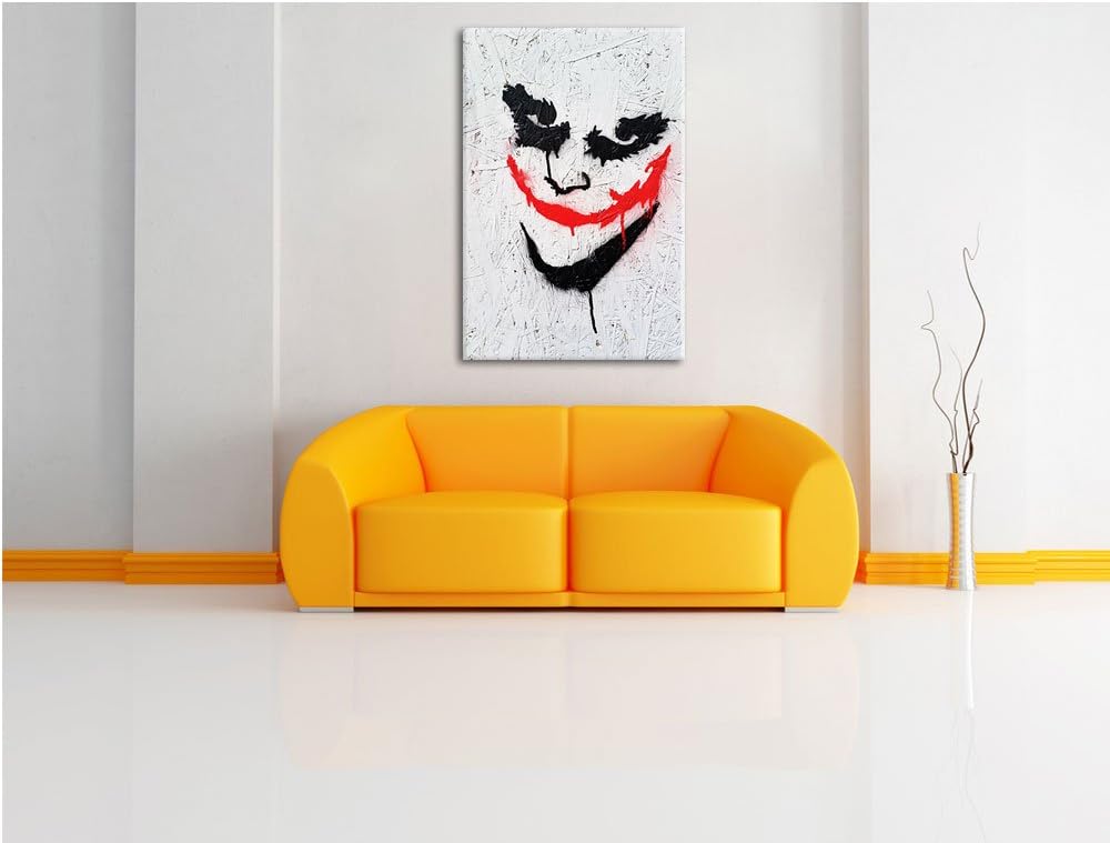 Pixxprint Joker Format: 100x70 auf Leinwand, XXL riesige Bilder fertig gerahmt mit Keilrahmen, Kunst