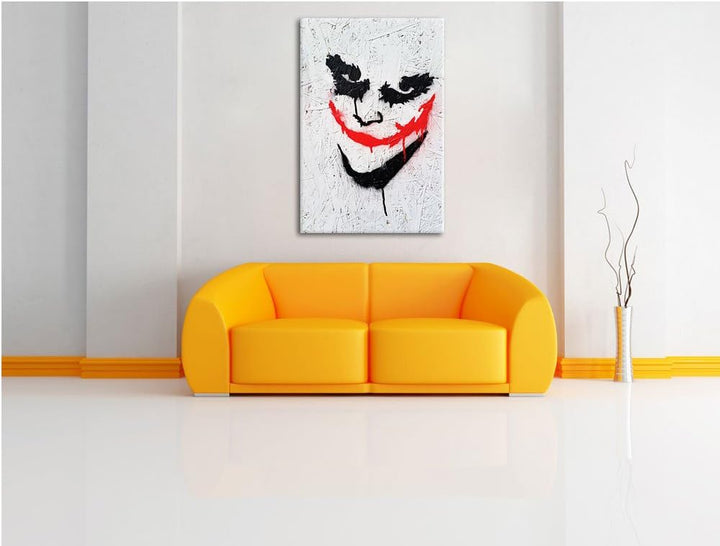 Pixxprint Joker Format: 100x70 auf Leinwand, XXL riesige Bilder fertig gerahmt mit Keilrahmen, Kunst