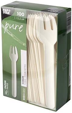 Papstar Gabeln, Papier "pure" 15,5 cm weiss 88065 Papiergabeln Einweggabeln, 1000 Stück