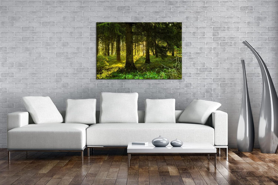 deyoli atemberaubende Waldlichtung Format: 80x60 als Leinwandbild, Motiv fertig gerahmt auf Echtholz