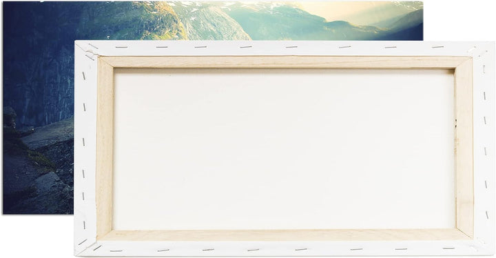atemberaubende Aussicht eines Fjords Panorama 80x40 cm als Leinwandbild, Motiv fertig gerahmt auf Ec