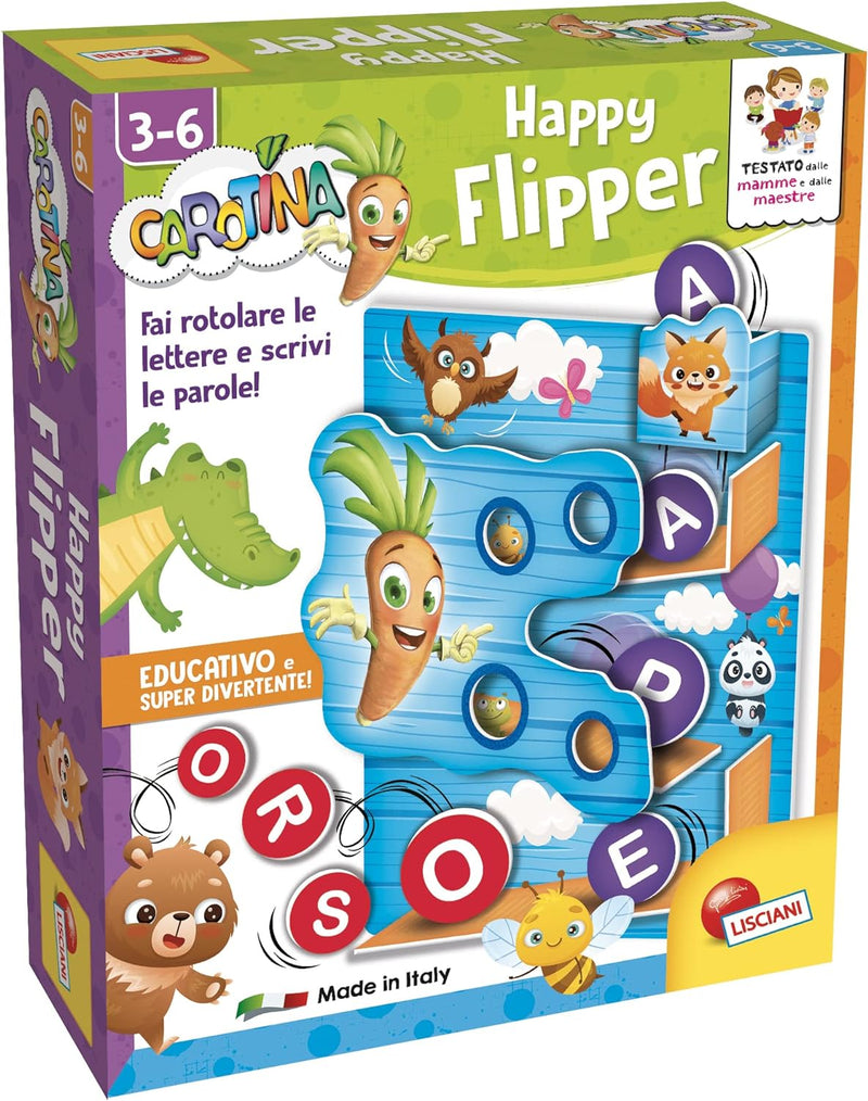 Lisciani Giochi 97098 Happy Flipper, Action-Spiel für Lernen, die Prime Paroline, Mehrfarbig