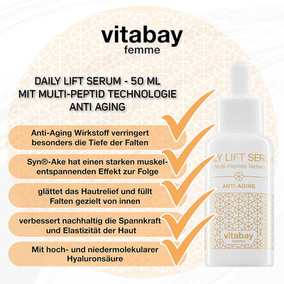 Vitabay Daily Lift Serum 50 ml • Mit Multi-Peptid Technologie für starken Lifting- und Anti-Aging Ef
